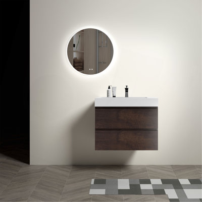 Meuble-lavabo mural de 30 po avec lavabo, grande vasque murale flottante pour salle de bain moderne Alice