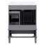 Meuble-lavabo gris de 61 cm (24 pouces) avec lavabo en céramique intégré, comprenant une tablette double sur la porte, des tiroirs à fermeture amortie et une porte d'armoire à fermeture amortie.