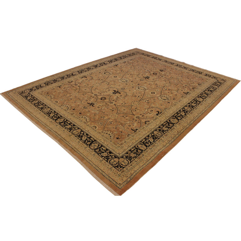 Tapis brun clair en laine noué à la main de style oriental Fien 8 pi 2 po x 10 pi 3 po Fien