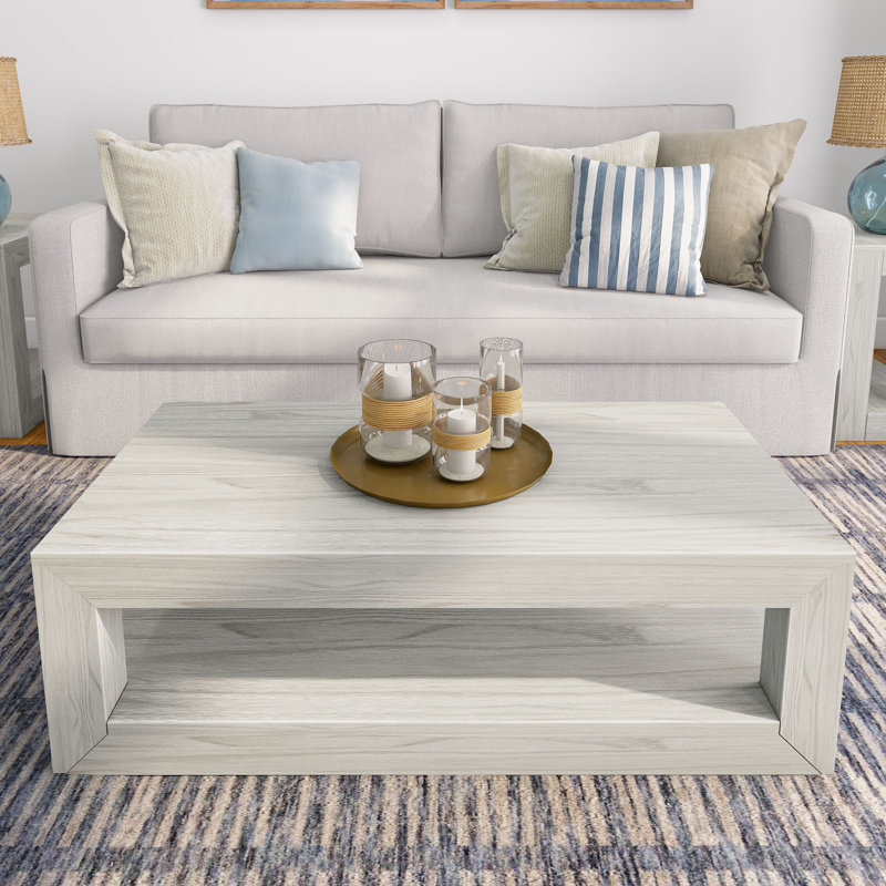 Table basse Casmey, Wirebrush White Sand, 15"H x 40.25"W x 20.5"D 