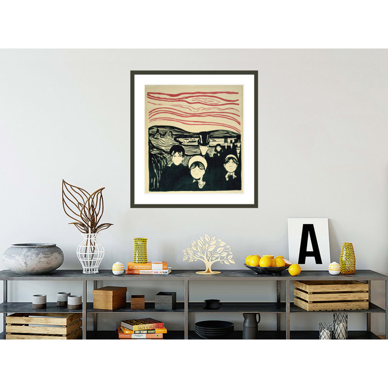 «Angstgefuhl» - Anxiété par Edvard Munch, impression giclée sur cadre, H 36,06 po x l 33,5 po