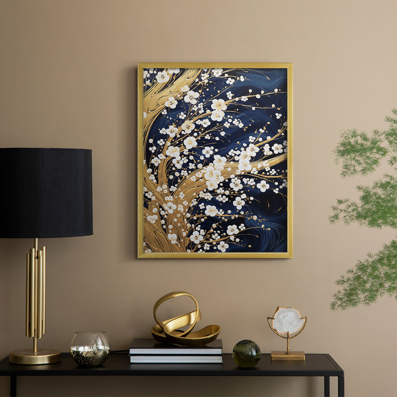 Paysages série CXLV III - reproduction encadrée de qualité supérieure - prête à être accrochée - aucun clou requis, Or