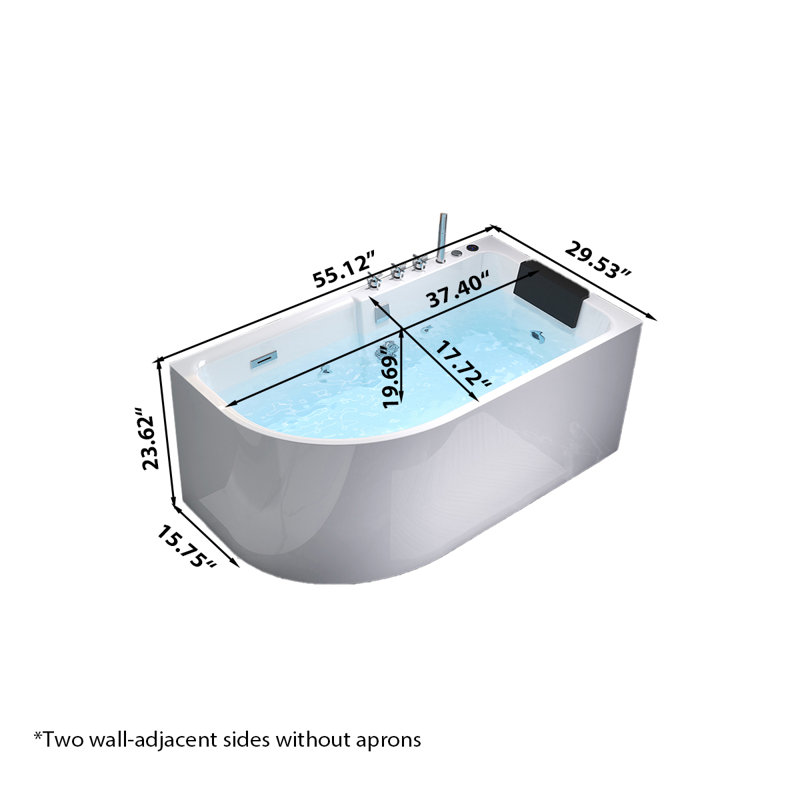 Baignoire autoportante une pièce sans pied 55,5 po x 29,53 po, H 23,62 po x l 29,53 po x L 55,12 po
