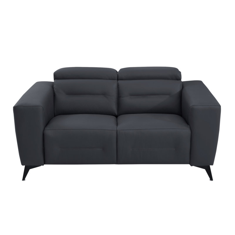 Global United Top Grain Italian Leather Loveseat With Power Recliner, Dark Gray