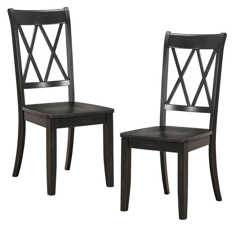 Casual Dining Room Side Chairs with Transitional Double-X Back Design, Black