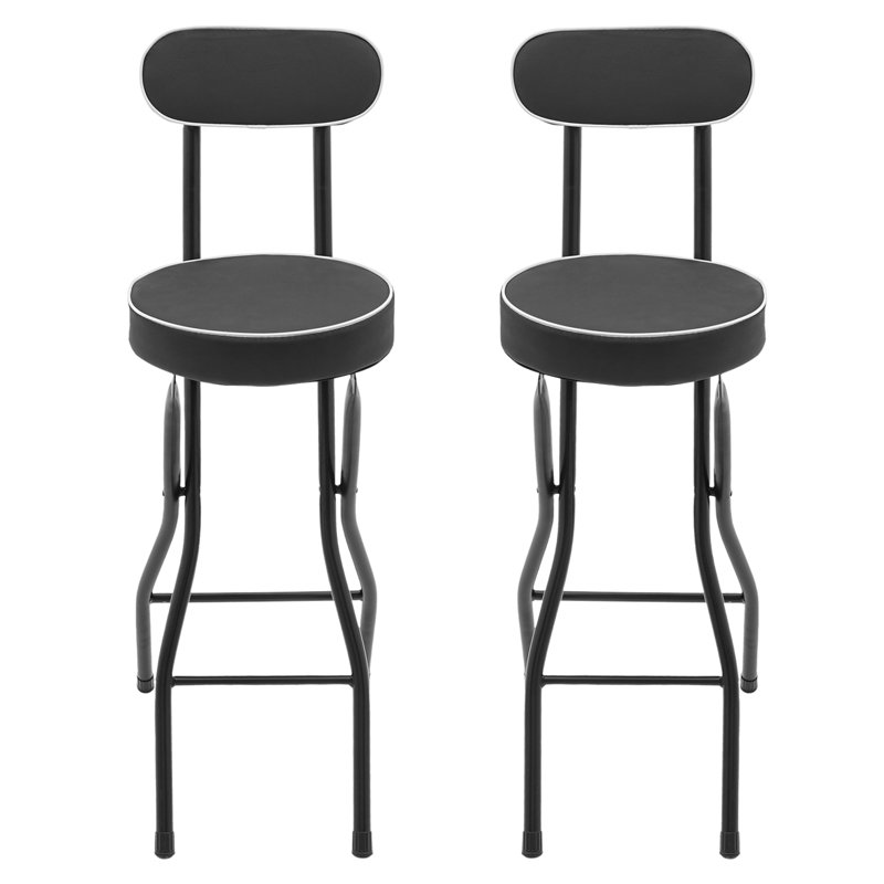 2PCS Folding Stool  High Chairs, Black