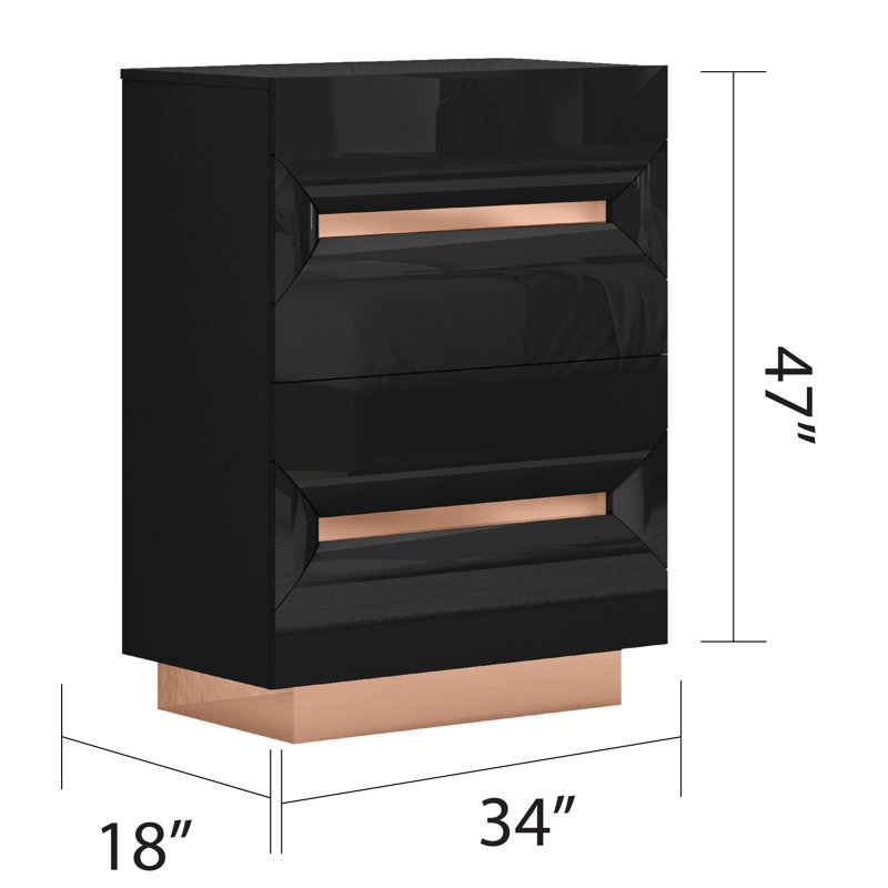 Ensemble de chambre avec lit plateforme 5 pièces Fareeha, Noir, Grand