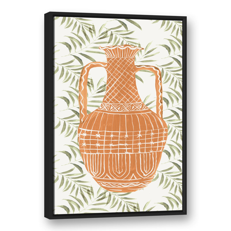 Motif de poterie à motifs sur toile, H 37,75 po x l 25,75 po x P 1,75 po, Cadre flottant noir