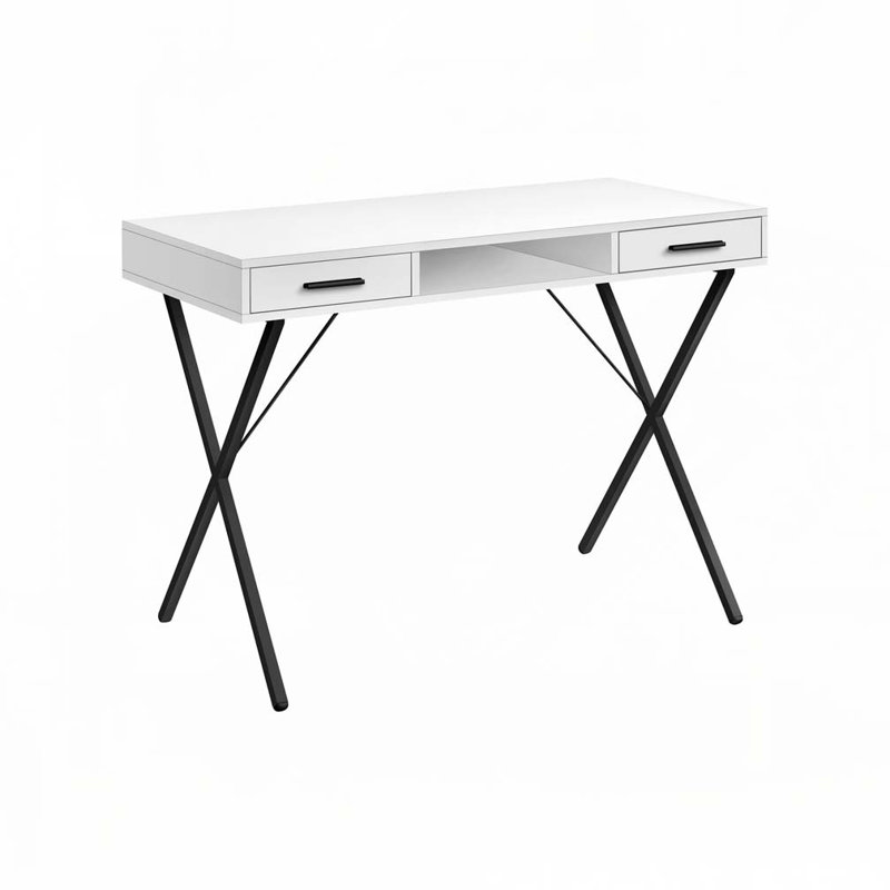 Bureau d'ordinateur à domicile avec tiroir, Blanc/Noir
