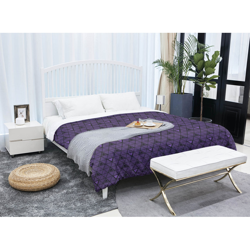 Édredon en microfibre réversible Patricia Geoffrey, Édredon simple TG, Mauve / Noir