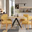Chaises de salle à manger modernes en bois (ensemble de 2), chaises rembourrées en tissu de lin avec structure en bois massif et assise rembourrée-760085878