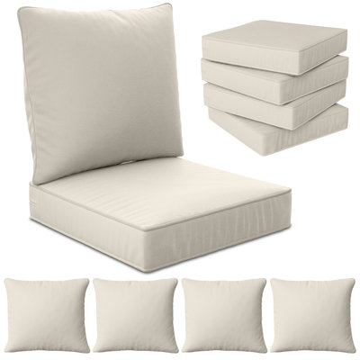 Ensemble de 4 coussins de siège profond 24 po x 24 po x 6 po pour l'extérieur
