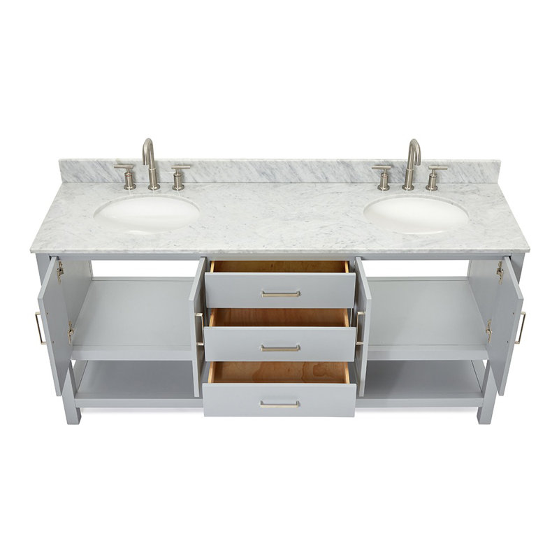Magnolia Bath Vanity Rectangular Basin S073DCW2R,  73", Rectangle , Gray