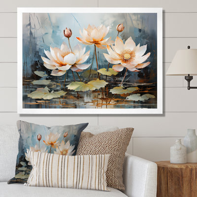 Fleurs de lotus en harmonie orageuse I sur toile