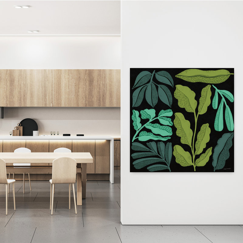 «Plant Toss II», art abstrait moderne, paysage, plante, H 48 po x l 48 po