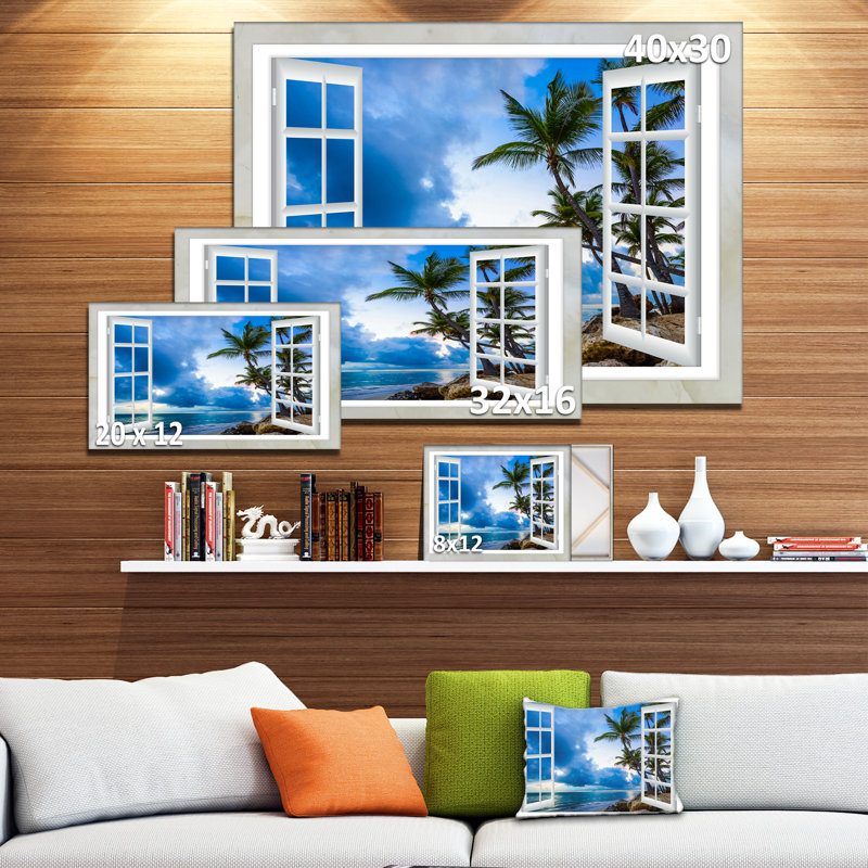 « window open to cloud blue sky », impression sur toile tendue, H 16 po x l 32 po x p 1 po