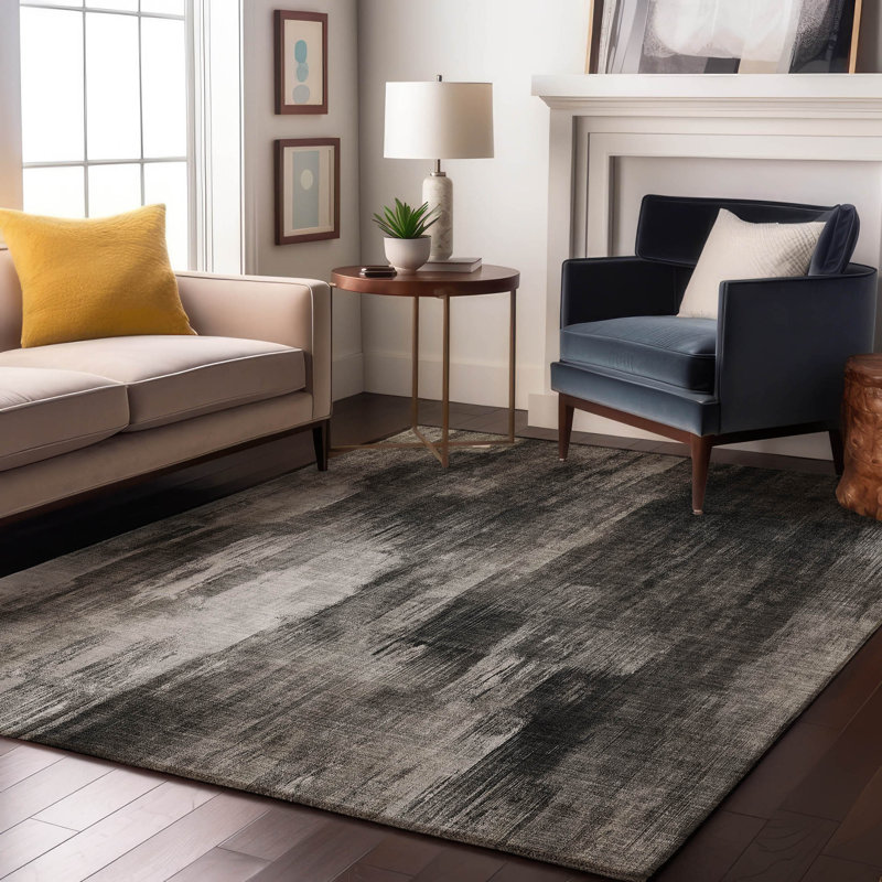 Premium Machine Washable Cerrito AMF567 Gray Rug, Rectangle 3' x 5'
