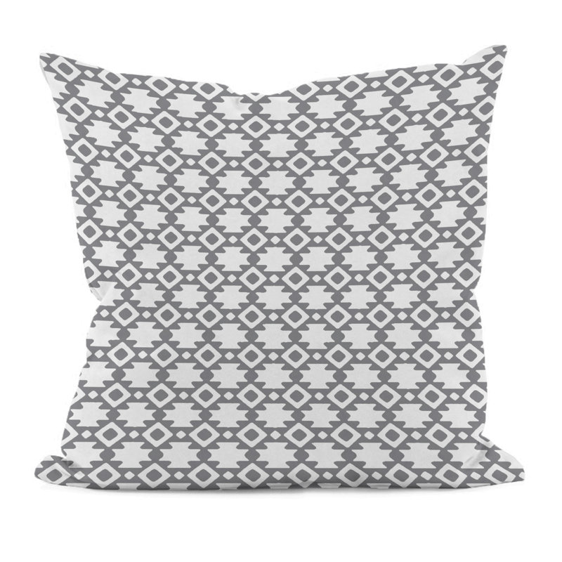 Housse de coussin géométrique carrée et insert, Gris classique, H 18 po x l 18 po