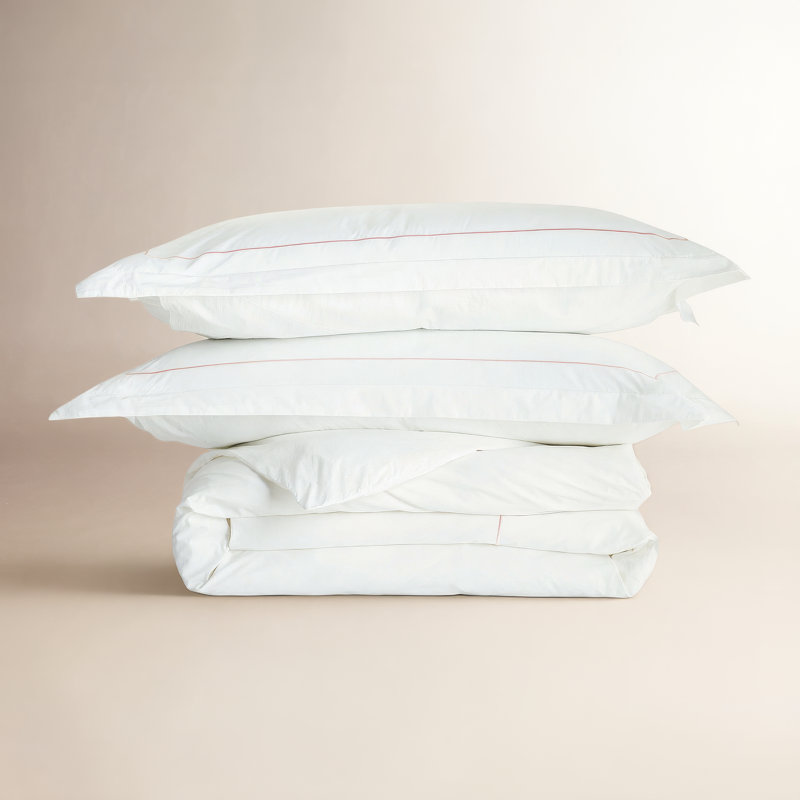 Benin Traditional Percale Duvet Cover, Rose/White, Full/Queen Duvet Cover + 2 Shams