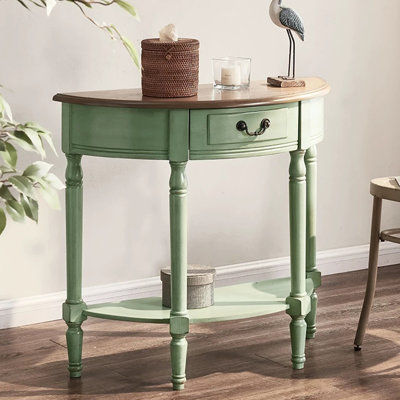 Console rétro en bois massif vert