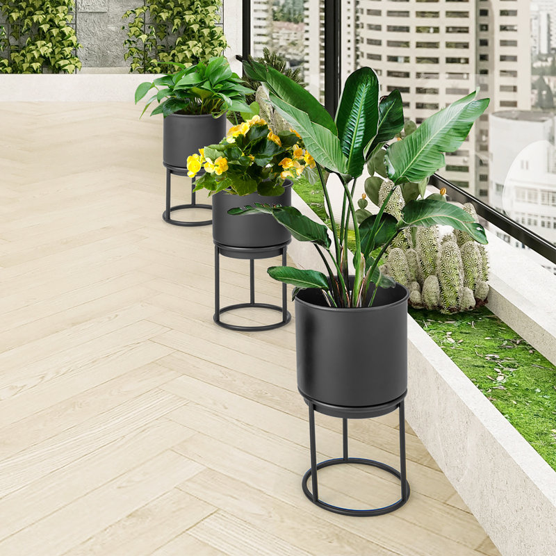 Ensemble de pots à fleurs en métal 3 pièces