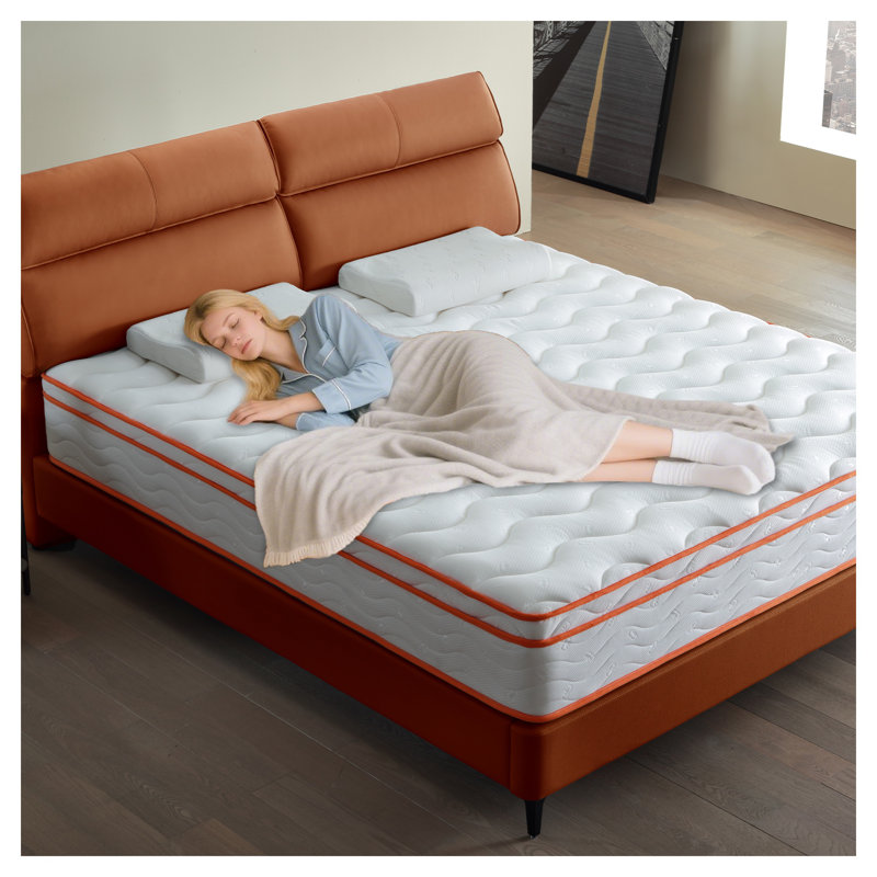 Très grand matelas hybride de 12 pouces avec plateau Euro, sensation de fermeté moyenne, mousse certifiée CertiPUR-US et ressorts ensachés
