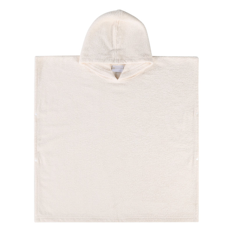 Serviettes de bain unisexes courtes en ratine de coton pour enfants avec poches et capuchon Extli, P / M, Ivoire