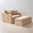 45"w Slipcovered Oversized Accent Chair With 2 Pillow With Ottoman;chenille