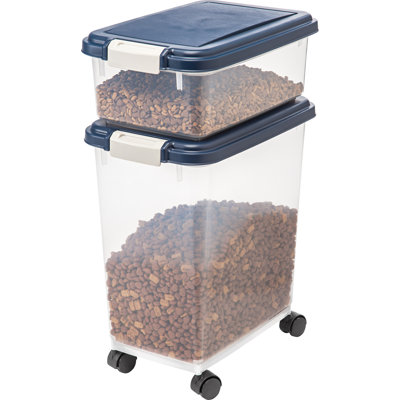 IRIS 35 lb Combo de rangement pour aliments pour animaux empilable et étanche WeatherPro