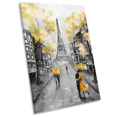 Yellow Paris Eiffel Tower 1 Piece Wrapped Canvas Painting