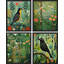 Birds And Lush Botanicals Vibrant Jungle And Garden, impression sur papier, 4 pièces-97782542-97782547