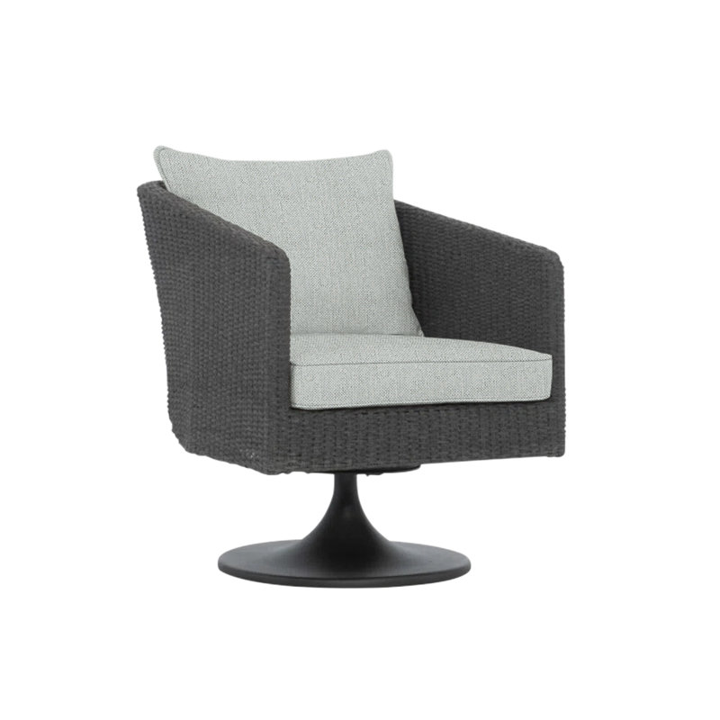 Newport Swivel Patio Chair with Cushions, Light Grey Linen 6032-010