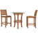 3 Piece Teak Wood Bistro Bar Set Including 36" Round Half Moon Table And 2 Abacho Barstools