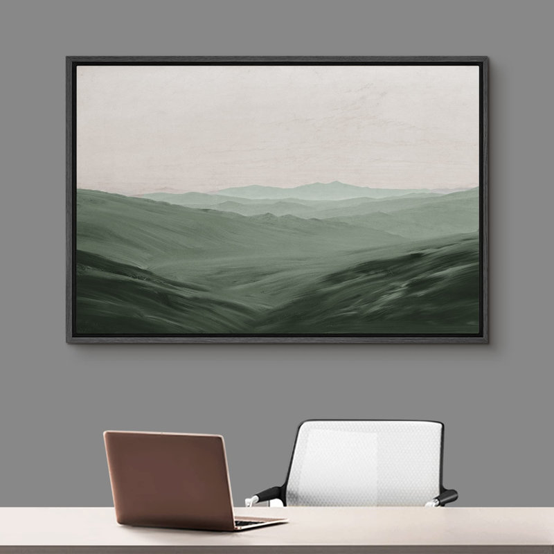 "Montagnes vertes et montagnes monochromes, paysage sauvage, impressionnisme, paysage traditionnel" sur toile, Noir