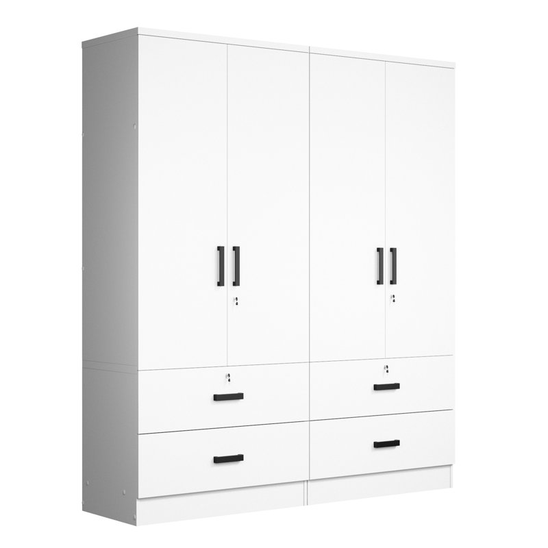 Armoire double avec 4 portes minces et 4 tiroirs! , Blanc