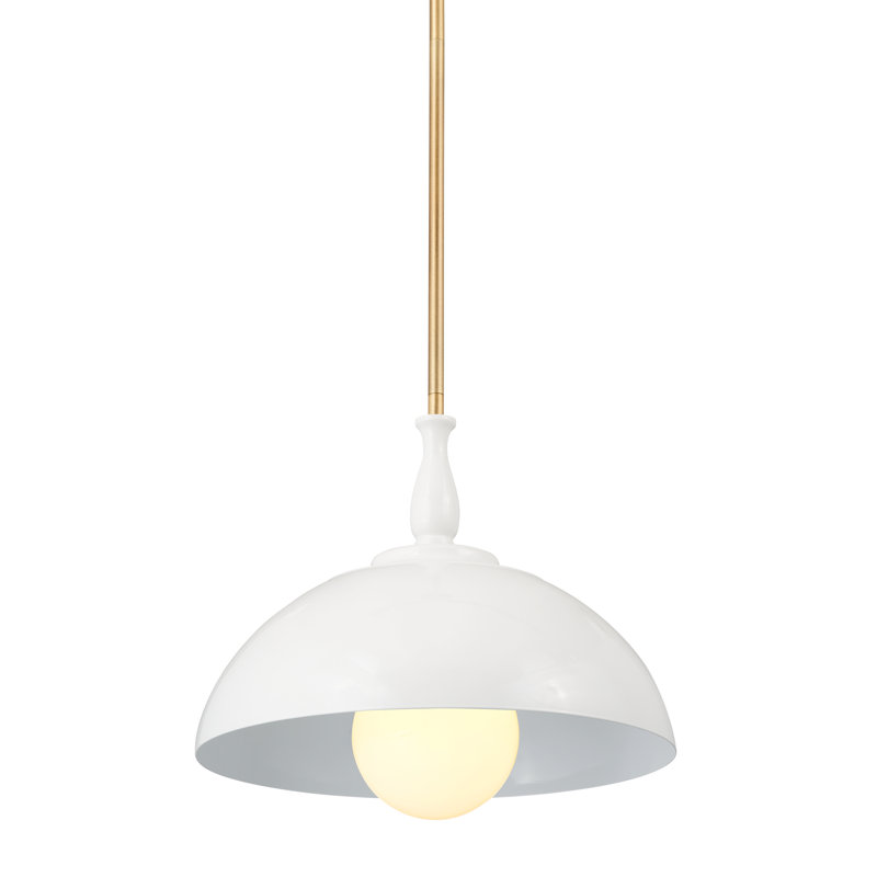 Greige Steel Dome Pendant Light with Beige Shade