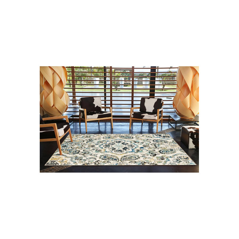 Tapis crème lavable à la machine à motif géométrique crème, Tapis de couloir 3 pi 3 po x 9 pi 10 po