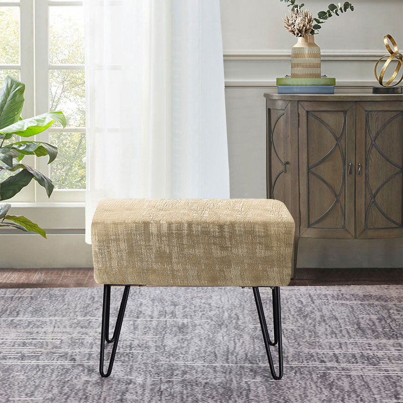 Alegre Velvet Ottoman, Almond Buff Velvet