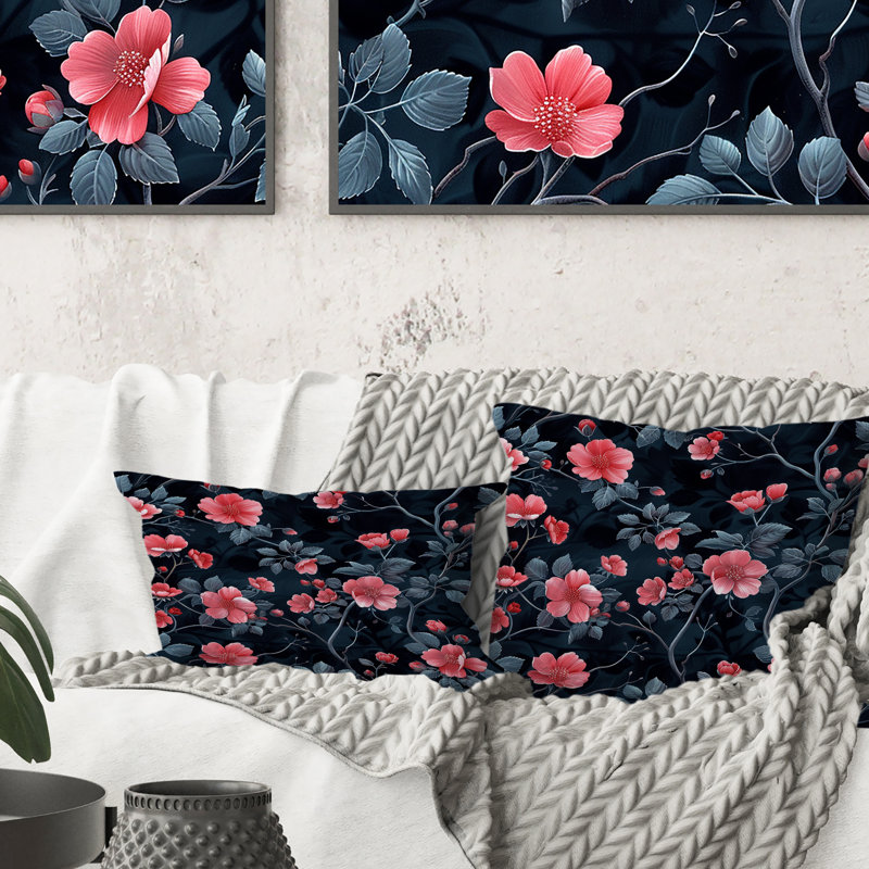 Coussins lombaires roses et verts Modern Floral Gardens III