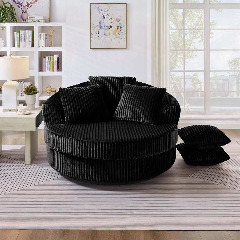 Chaise longue pivotante à 360 °, pour le salon et la chambre à coucher, Noir