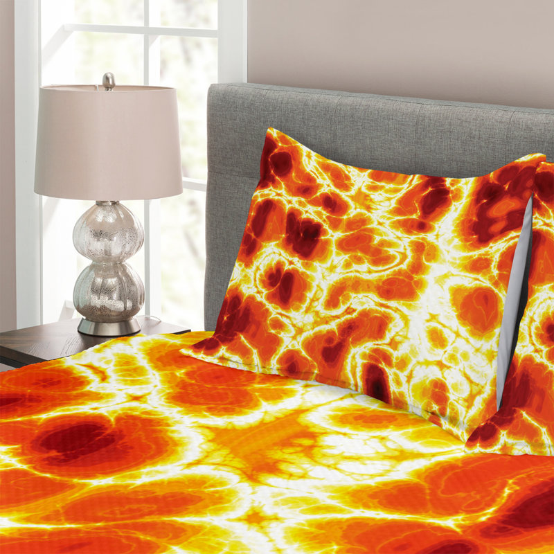 Burnt Bedspread Set with Shams, 220 x 264 cm