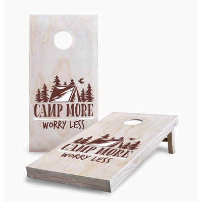 Camp More Worry Less 2x4 Cornhole Board Set | Includes (2) Boards (8) Bags & Optional Accessories