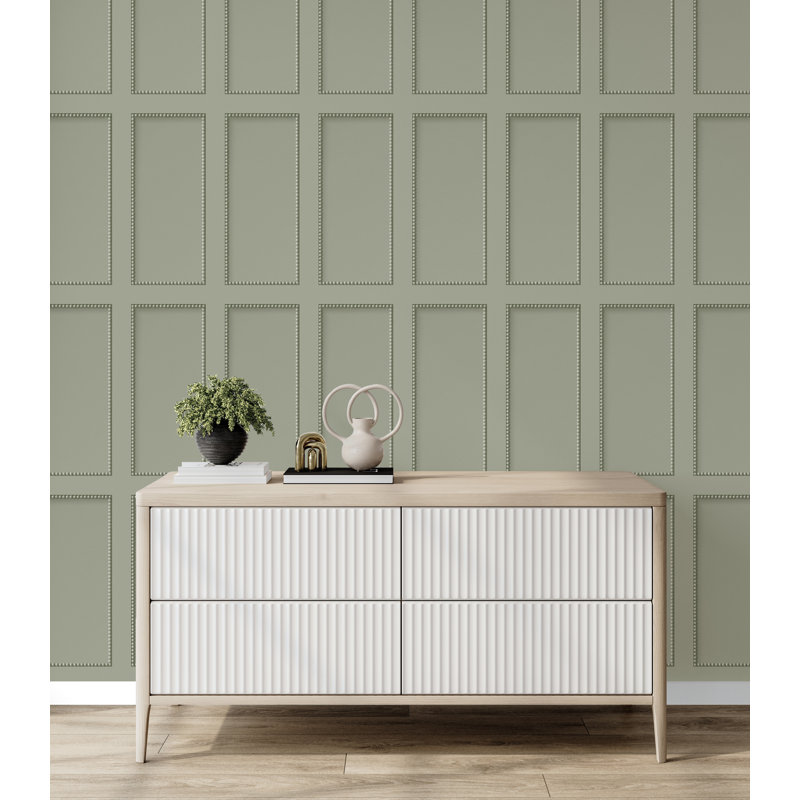 Beaded Panel Wallpaper, Green