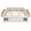 Structure de lit plateforme grand format avec 4 tiroirs de rangement et casier de rangement au pied de lit, sans tête de lit, design moderne et peu encombrant - blanc antique-1995644507