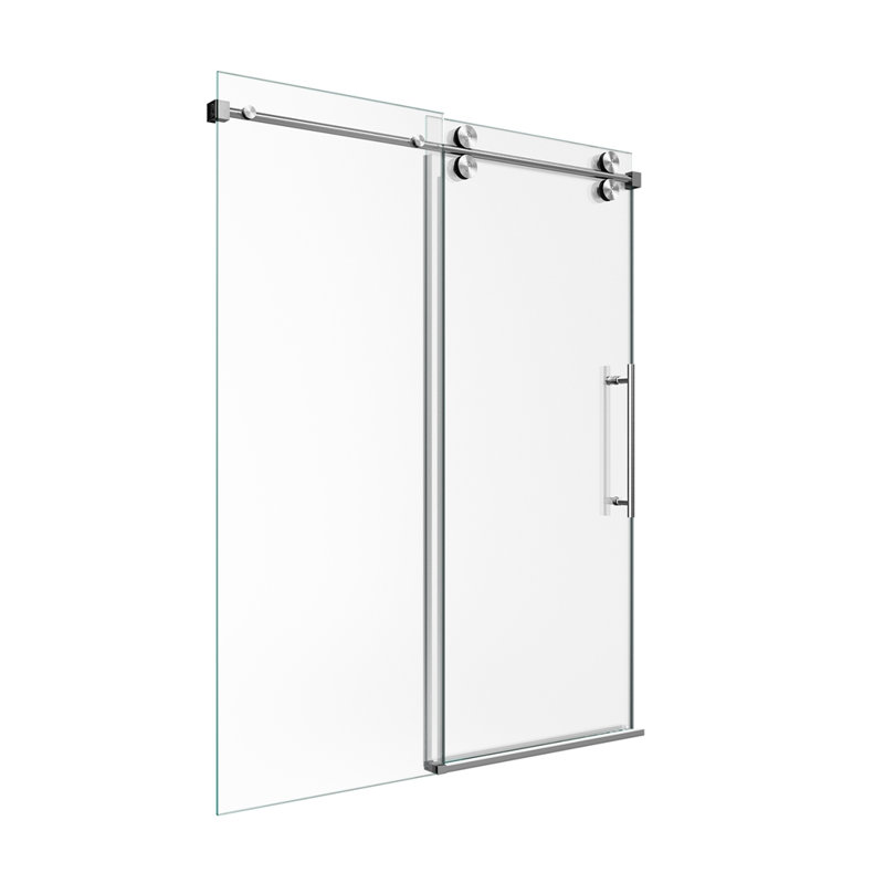 Porte de douche coulissante simple sans cadre - verre trempé transparent de 5/16 po (8 mm), conception à dérivation