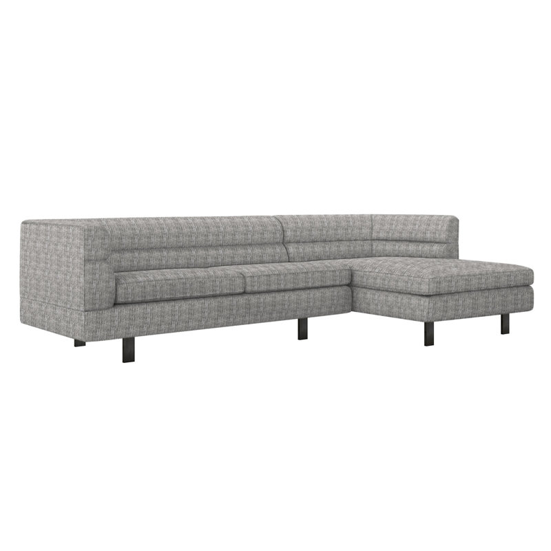 Ornette Chaise Sectional, Feather Chenille, Right Hand Facing, Black