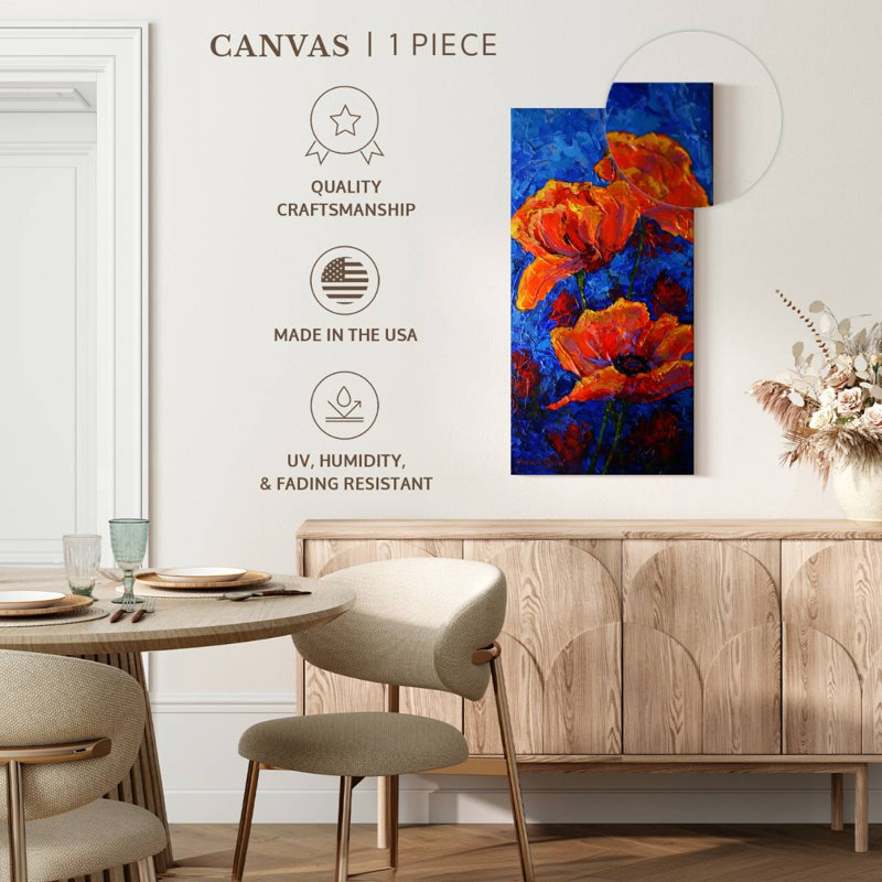 Coquelicots orange I, H 24 po x l 12 po