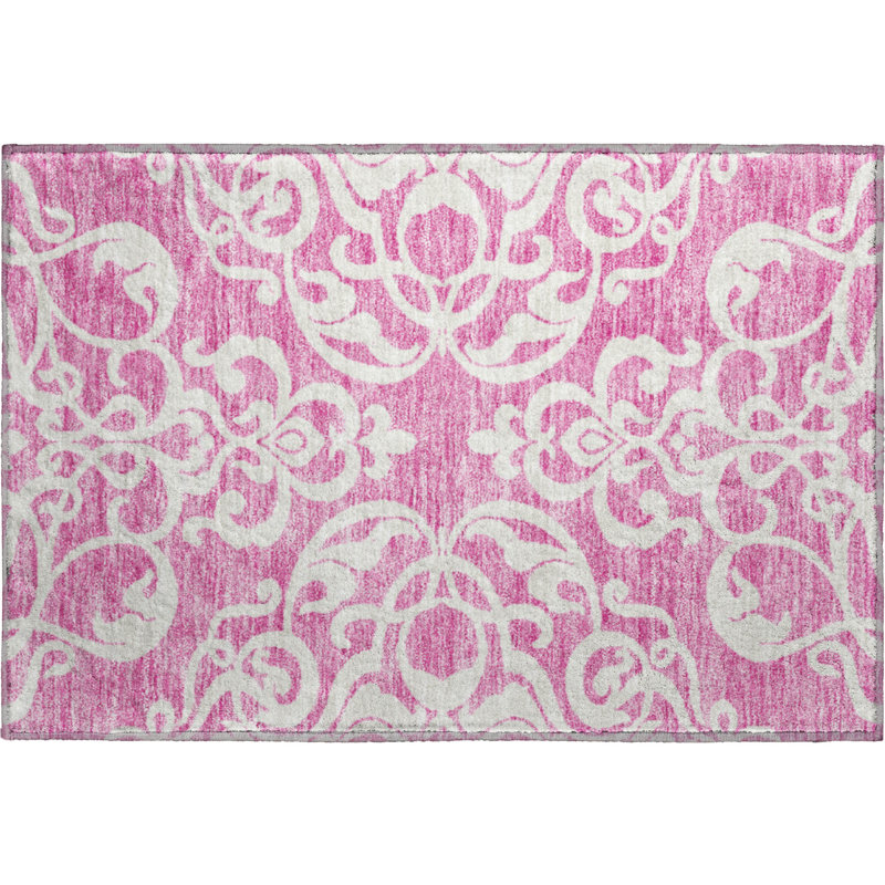 Premium Machine Washable Prisco Blush Rug, Rectangle 1'8" x 2'6"