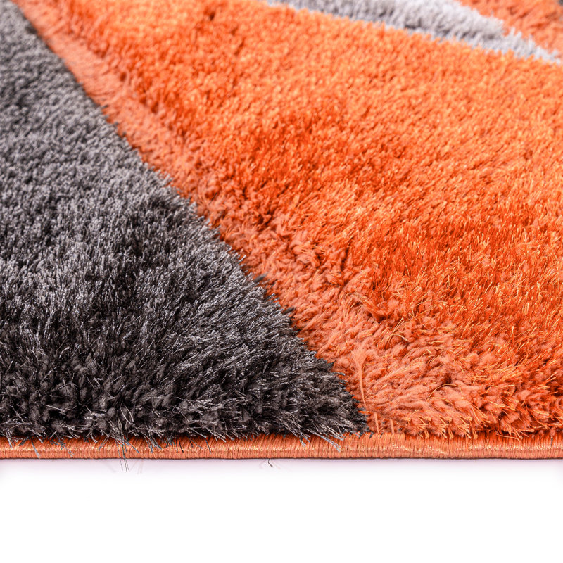 Shaggy Geometric Rug – 100% Polyester Soft Pile Carpet, Colourfast, Water & Soil Repellent, Anti-Static Modern Living Room Rug