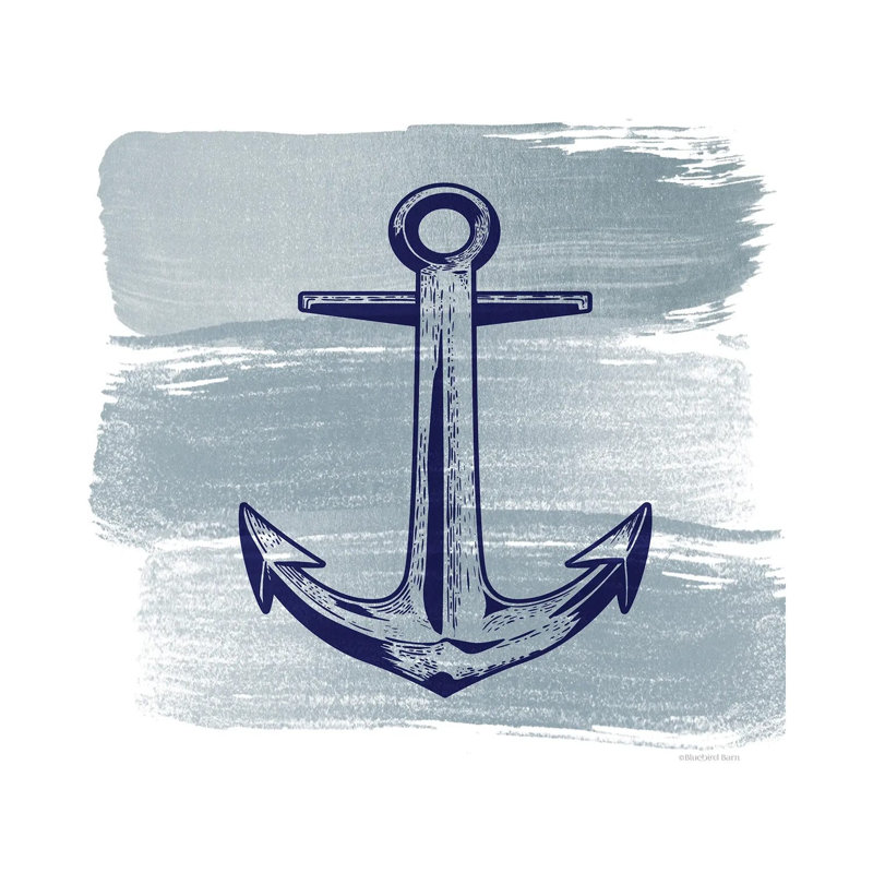Brushed Midnight Blue Anchor by Bluebird Barn - Print on Canvas, 66.04 cm H x 66.04 cm W x 1.91 cm D, Wrapped Canvas